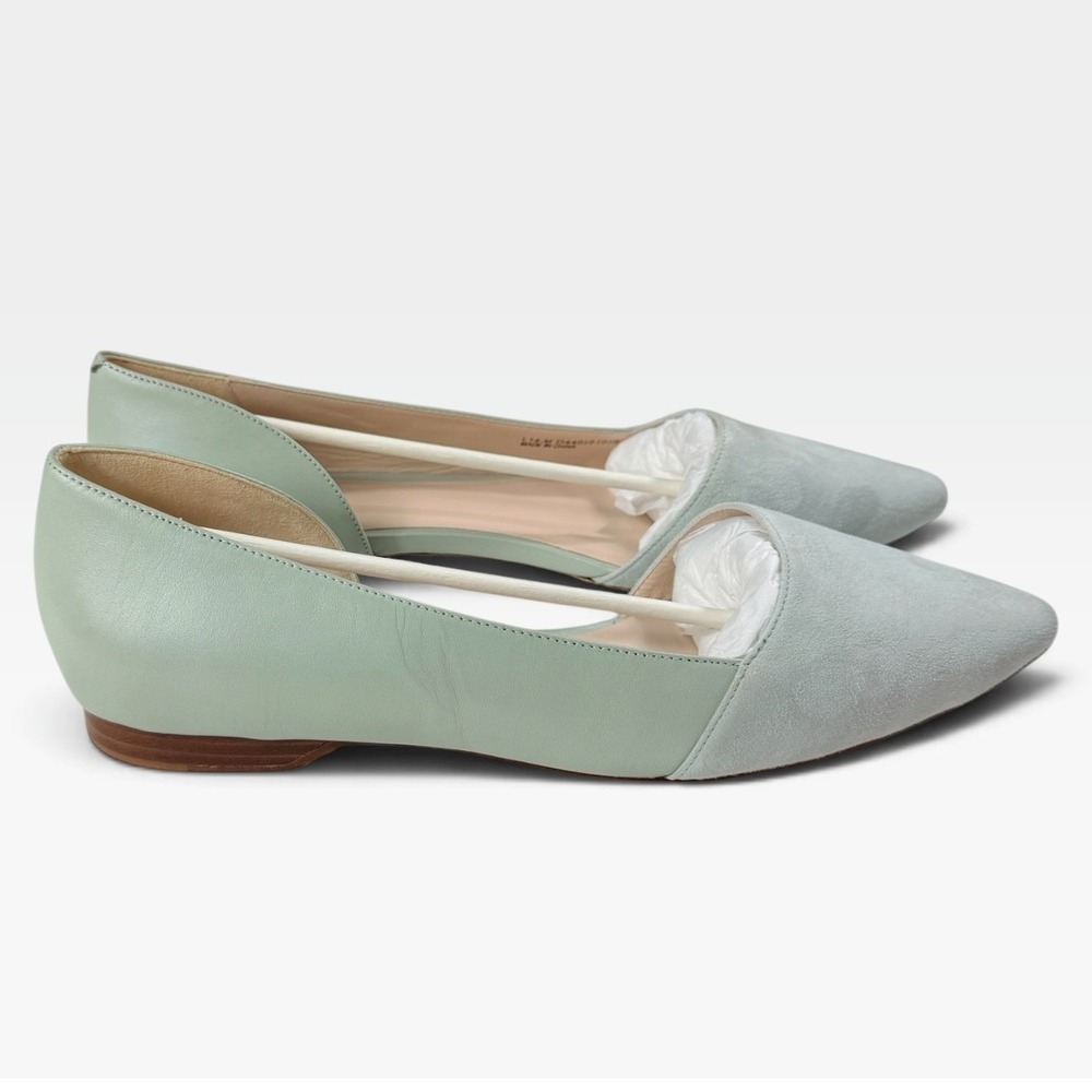 Cole Haan Amalia Skimmer Flats Womens 10.5 Gray Jade Suede Leather D44010 NIB